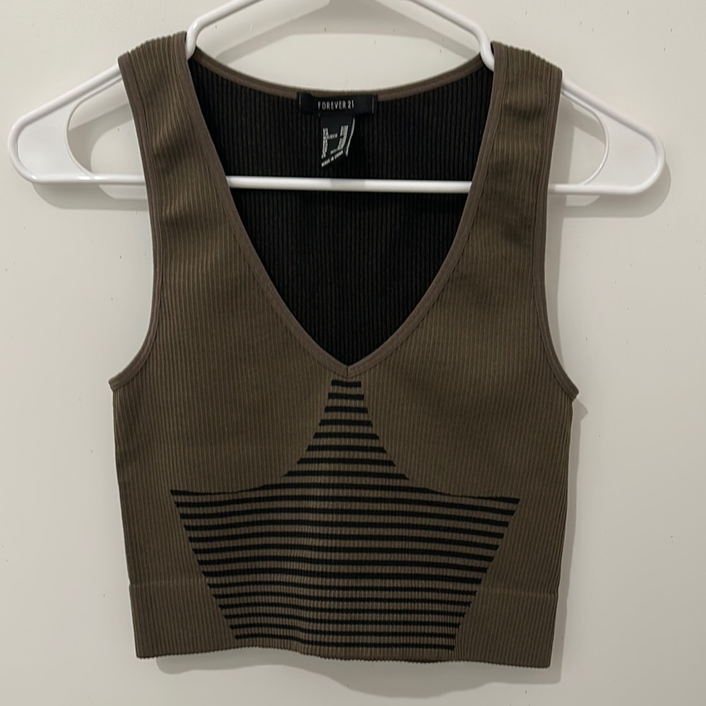 Forever 21 Brown/Black Activewear Going Out Tank Top